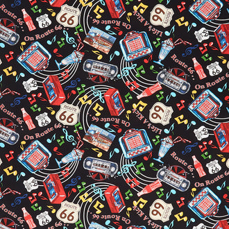 Life's a Kick - Juke Box & Musical Notes Black Yardage