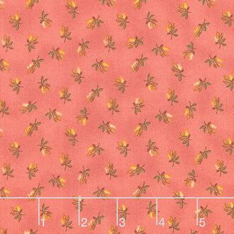 Chocolate Covered Cherries - Sprigged Blooms Pink Yardage