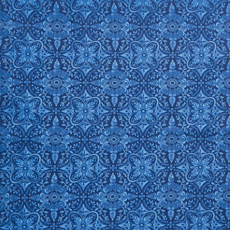 Poppies and Plumes - Damask Navy Yardage