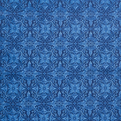 Poppies and Plumes - Damask Navy Yardage