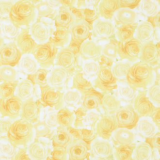 Lemon Bouquet - Packed Yellow Roses Lemon Digitally Printed Yardage