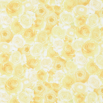 Lemon Bouquet - Packed Yellow Roses Lemon Digitally Printed Yardage