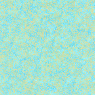 Gingko Garden - Ginkgo Blender Turquoise Metallic Yardage