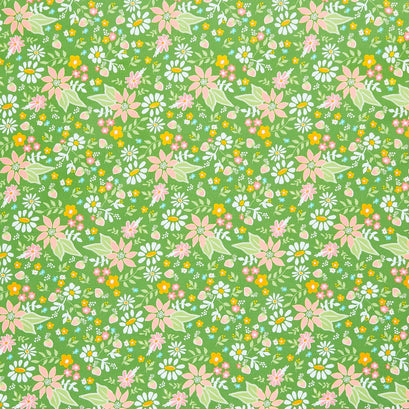 Strawberry Lemonade - Strawberry Blossoms Fresh Grass Yardage