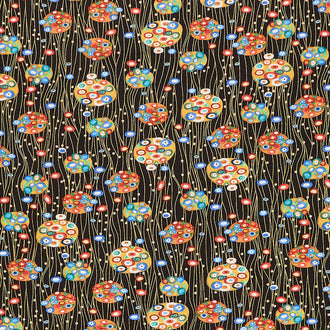 Cleo - Bejeweled Circle Black Metallic Yardage