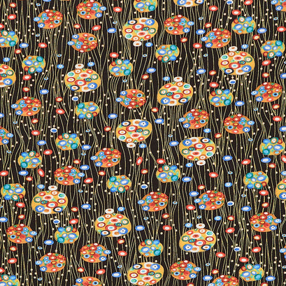 Cleo - Bejeweled Circle Black Metallic Yardage