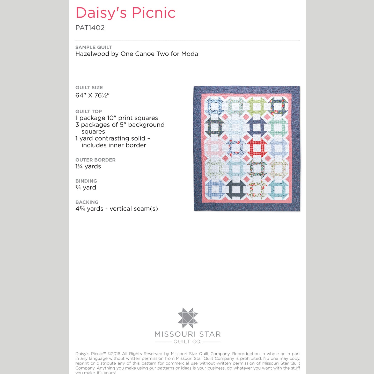 Digital Download - Daisy's Picnic Quilt Pattern by Missouri Star Alternative View #1