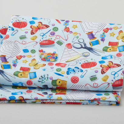 Just Sew Happy - Tossed Sewing Accessories Multi 2 Yard Cut