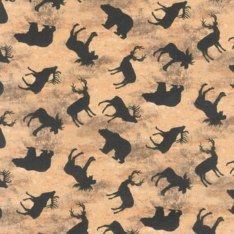 Cabin Welcome Flannel - Animal Toss Brown Yardage
