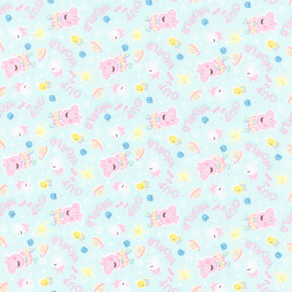 Peppa Pig - Peppa Friends in Space Light Blue Yardage