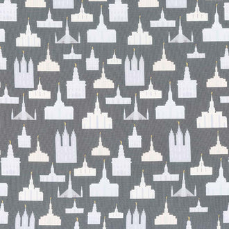 Called to Serve - Temple Charcoal Metallic Yardage
