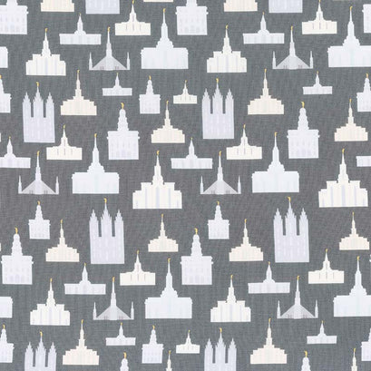 Called to Serve - Temple Charcoal Metallic Yardage