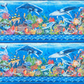 Calypso II - Oceanlife Border Stripe Blue Yardage Primary Image
