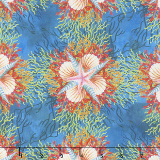 Calypso - Shells Blue Digitally Printed Yardage