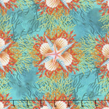 Calypso - Shells Teal Digitally Printed Yardage