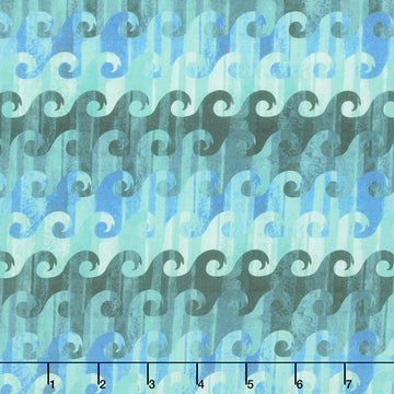 Calypso - Waves Teal Digitally Printed Yardage