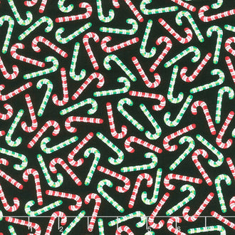 Camp Joy - Candy Cane Celebration Black Yardage