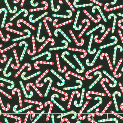 Camp Joy - Candy Cane Celebration Black Yardage