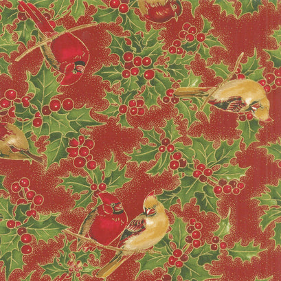 Cardinal Song Metallic - Cardinals Crimson Yardage