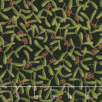 Cardinal Song Metallic - Mistletoe Ebony Yardage