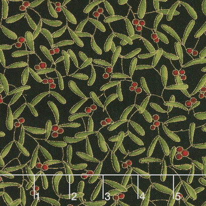 Cardinal Song Metallic - Mistletoe Ebony Yardage