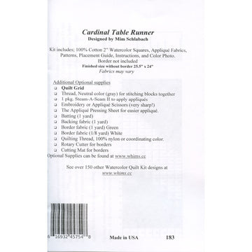 Cardinal Table Runner Watercolor Kit Alternative View #3