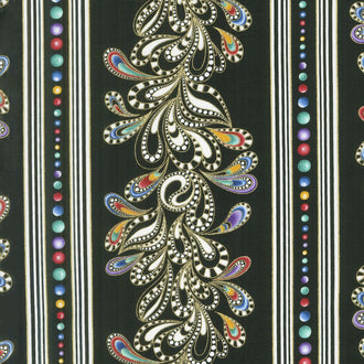 Cat-i-tude 2 - PurrFect Stripe Black Multi Metallic Yardage