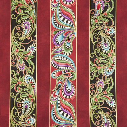 Cat-I-Tude Christmas - Cat-I-tude Stripe Multi Metallic Yardage