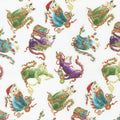 Cat-I-Tude Christmas - Mini Playful Cats White Multi Metallic Yardage
