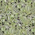 Cat-I-Tude Christmas - Paisley Swirl Green Metallic Yardage