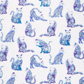 Cat-i-tude - Singing the Blues Artist-O-Cats White Pearlized Yardage