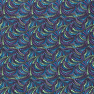 Cat-i-tude - Singing the Blues Beaded Swirls Multi Yardage