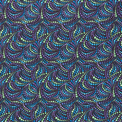 Cat-i-tude - Singing the Blues Beaded Swirls Multi Yardage