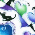 Cat-i-tude - Singing the Blues Hearts and Cats White Pearlized Yardage