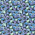 Cat-i-tude - Singing the Blues Swirling Hearts Black Pearlized Yardage