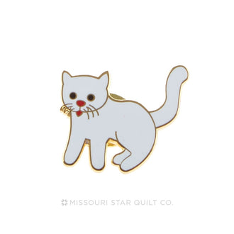 Cat White Pin by Pin Peddlers