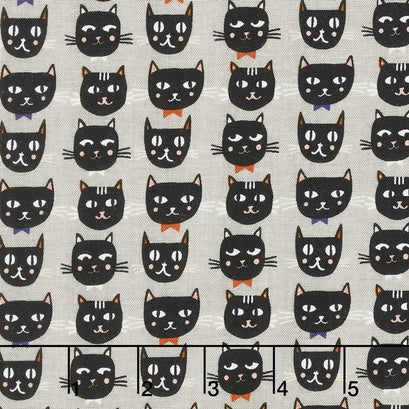 Cats, Bats and Jacks - Cats Gray Glow In The Dark Yardage