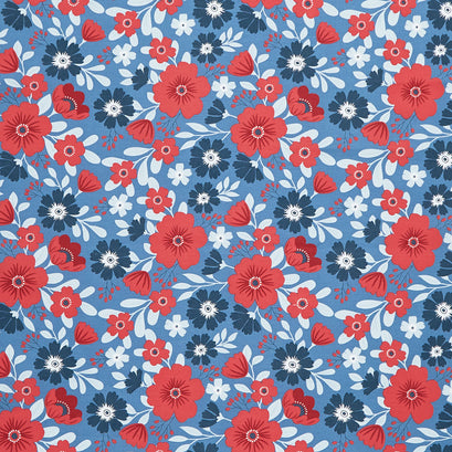 American Beauty - Floral Main Navy Yardage