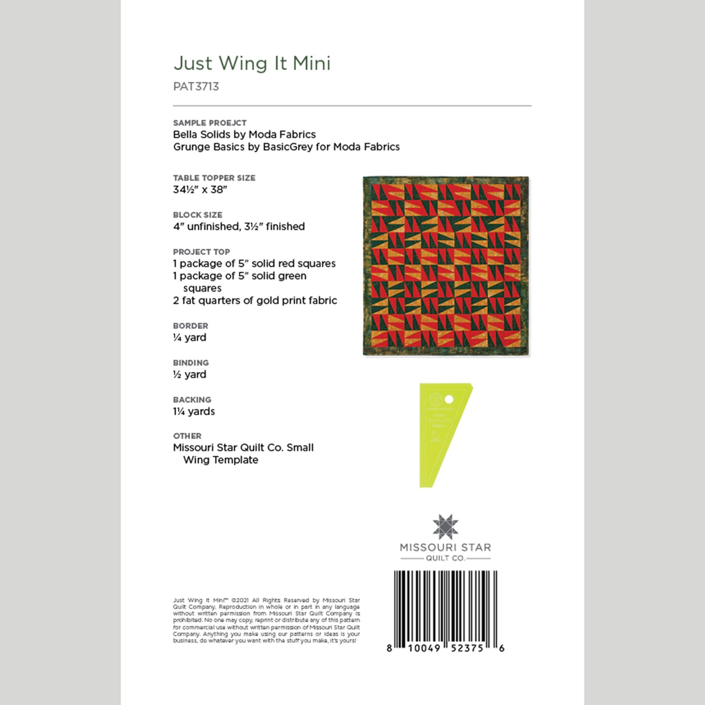 Digital Download - Just Wing It Mini Table Topper Pattern by Missouri Star Alternative View #1