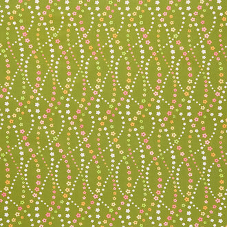 Flower Power - Lazy Daisy Avocado Yardage