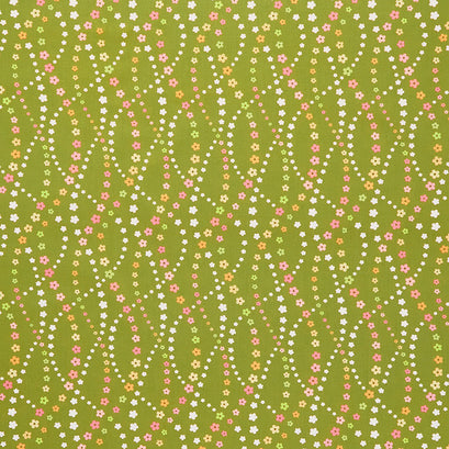 Flower Power - Lazy Daisy Avocado Yardage