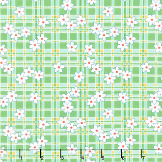 Sweet Melodies - Plaid Daisy Green Yardage