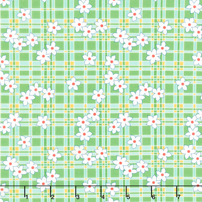 Sweet Melodies - Plaid Daisy Green Yardage