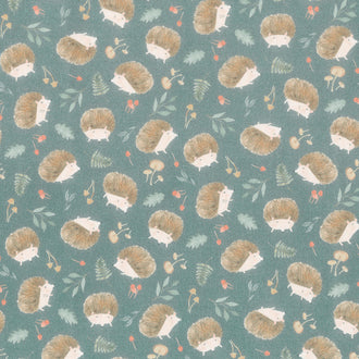 Into The Woods - Hedgehog and Mushrooms Slate Yardage