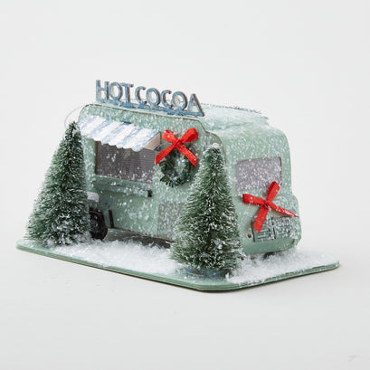 Paper Hot Cocoa Truck in Winter Scene 3" Ornament w/LED Light