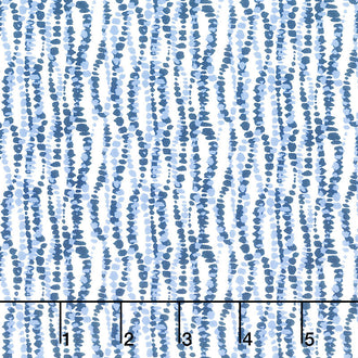 Indigo Splash - Wavy Dots White Yardage