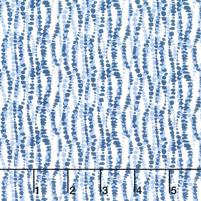 Indigo Splash - Wavy Dots White Yardage