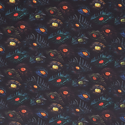 Dragon's Lair - Dragon's Eyes Black Digitally Printed Yardage