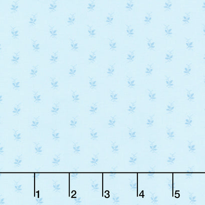 Franny’s Flowers - Mini Leaves Blue Yardage