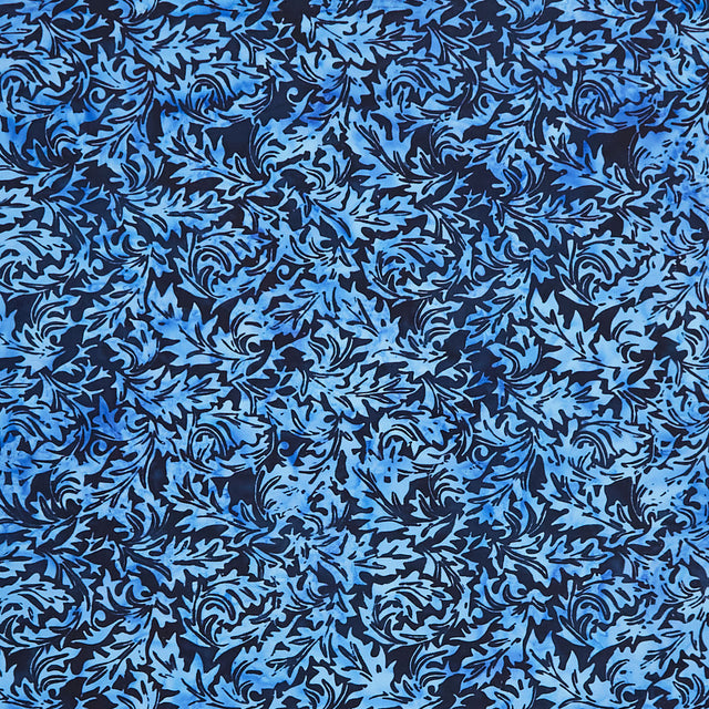 Porcelain Blue Batiks - Acanthus Blue Midnight Blue Yardage Primary Image